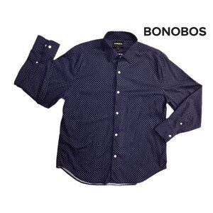 Bonobos Jetsetter Stretch Dress Shirt Navy Blue Micro Polka Dot - Large Short